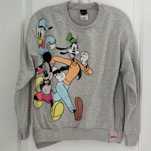 Disney Gray Crewneck Mickey and Friends Long Sleeve Sweatshirt